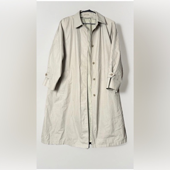 London Fog Jackets & Blazers - Vintage London Fog Wamsutta Women’s Beige Trench Coat Shoulder Pads Size XL